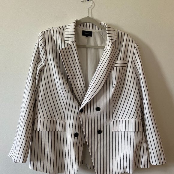 1. State Double Breasted Striped Blazer (16W/18) - Picture 1 of 4